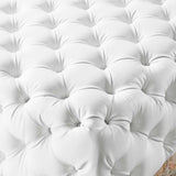 Amour Tufted Button Large Square Faux Leather Ottoman White EEI-3773-WHI