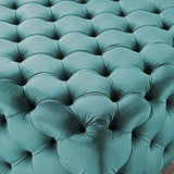 Amour Tufted Button Large Square Performance Velvet Ottoman Sea Blue EEI-3774-SEA