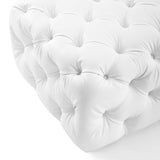 Amour Tufted Button Square Faux Leather Ottoman White EEI-3775-WHI