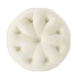 Amour Tufted Button Round Performance Velvet Ottoman Ivory EEI-3778-IVO