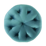 Amour Tufted Button Round Performance Velvet Ottoman Sea Blue EEI-3778-SEA