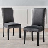 Parcel Performance Velvet Dining Side Chairs - Set of 2 Charcoal EEI-3779-CHA