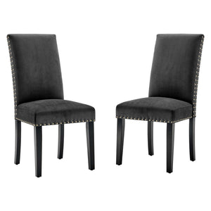 Parcel Performance Velvet Dining Side Chairs - Set of 2 Charcoal EEI-3779-CHA