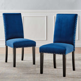 Parcel Performance Velvet Dining Side Chairs - Set of 2 Navy EEI-3779-NAV