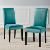 Parcel Performance Velvet Dining Side Chairs - Set of 2 Teal EEI-3779-TEA