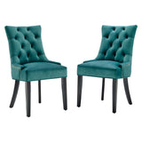Regent Tufted Performance Velvet Dining Side Chairs - Set of 2 Teal EEI-3780-TEA