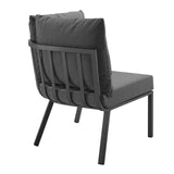 Riverside 3 Piece Outdoor Patio Aluminum Sectional Sofa Set Gray Charcoal EEI-3782-SLA-CHA