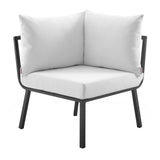 Riverside 3 Piece Outdoor Patio Aluminum Sectional Sofa Set Gray White EEI-3782-SLA-WHI