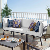 Riverside 3 Piece Outdoor Patio Aluminum Sectional Sofa Set Gray White EEI-3782-SLA-WHI