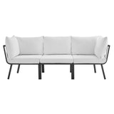 Riverside 3 Piece Outdoor Patio Aluminum Sectional Sofa Set Gray White EEI-3782-SLA-WHI