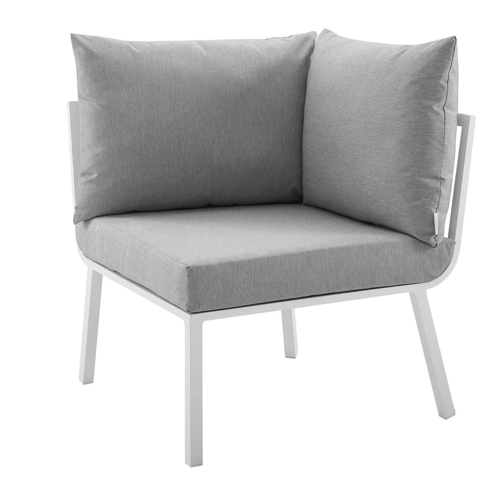 Riverside 3 Piece Outdoor Patio Aluminum Sectional Sofa Set White Gray EEI-3782-WHI-GRY