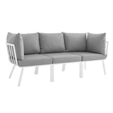 Riverside 3 Piece Outdoor Patio Aluminum Sectional Sofa Set White Gray EEI-3782-WHI-GRY
