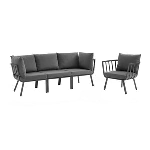 Riverside 4 Piece Outdoor Patio Aluminum Set Gray Charcoal EEI-3784-SLA-CHA