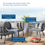 Riverside 4 Piece Outdoor Patio Aluminum Set Gray Charcoal EEI-3784-SLA-CHA