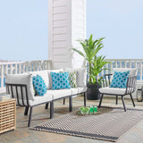 Modway Furniture Riverside 4 Piece Outdoor Patio Aluminum Set 0423 Gray White EEI-3785-SLA-WHI