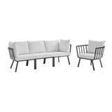 Modway Furniture Riverside 4 Piece Outdoor Patio Aluminum Set 0423 Gray White EEI-3785-SLA-WHI