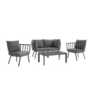 Riverside 5 Piece Outdoor Patio Aluminum Set Gray Charcoal EEI-3786-SLA-CHA