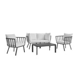 Riverside 5 Piece Outdoor Patio Aluminum Set Gray White EEI-3786-SLA-WHI