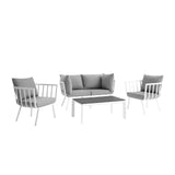 Riverside 5 Piece Outdoor Patio Aluminum Set White Gray EEI-3786-WHI-GRY