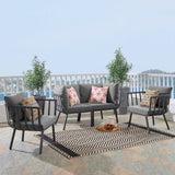 Riverside 4 Piece Outdoor Patio Aluminum Set Gray Charcoal EEI-3787-SLA-CHA