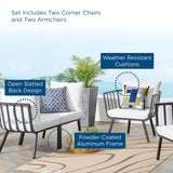 Riverside 4 Piece Outdoor Patio Aluminum Set Gray White EEI-3787-SLA-WHI