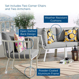 Riverside 4 Piece Outdoor Patio Aluminum Set White Gray EEI-3787-WHI-GRY