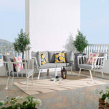 Riverside 4 Piece Outdoor Patio Aluminum Set White Gray EEI-3787-WHI-GRY