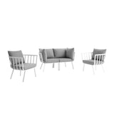 Riverside 4 Piece Outdoor Patio Aluminum Set White Gray EEI-3787-WHI-GRY