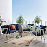 Riverside 4 Piece Outdoor Patio Aluminum Set White Navy EEI-3787-WHI-NAV