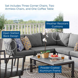 Riverside 6 Piece Outdoor Patio Aluminum Set Gray Charcoal EEI-3788-SLA-CHA