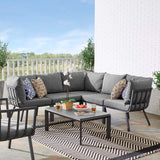 Riverside 6 Piece Outdoor Patio Aluminum Set Gray Charcoal EEI-3788-SLA-CHA