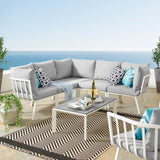 Riverside 6 Piece Outdoor Patio Aluminum Set White Gray EEI-3788-WHI-GRY