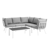 Riverside 6 Piece Outdoor Patio Aluminum Set White Gray EEI-3788-WHI-GRY