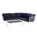 Riverside 6 Piece Outdoor Patio Aluminum Set White Navy EEI-3788-WHI-NAV