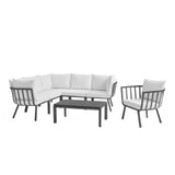 Riverside 7 Piece Outdoor Patio Aluminum Set Gray White EEI-3790-SLA-WHI