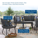 Riverside 6 Piece Outdoor Patio Aluminum Set Gray Charcoal EEI-3791-SLA-CHA