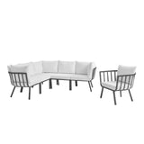 Riverside 6 Piece Outdoor Patio Aluminum Set Gray White EEI-3791-SLA-WHI