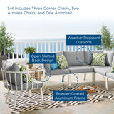 Riverside 6 Piece Outdoor Patio Aluminum Set White Gray EEI-3791-WHI-GRY