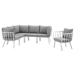 Riverside 6 Piece Outdoor Patio Aluminum Set White Gray EEI-3791-WHI-GRY