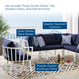 Riverside 6 Piece Outdoor Patio Aluminum Set White Navy EEI-3791-WHI-NAV