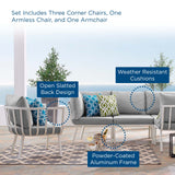 Riverside 5 Piece Outdoor Patio Aluminum Set White Gray EEI-3792-WHI-GRY