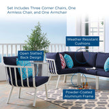 Riverside 5 Piece Outdoor Patio Aluminum Set White Navy EEI-3792-WHI-NAV