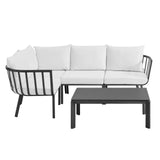 Riverside 5 Piece Outdoor Patio Aluminum Set Gray White EEI-3793-SLA-WHI