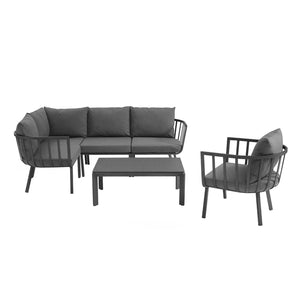 Riverside 6 Piece Outdoor Patio Aluminum Set Gray Charcoal EEI-3795-SLA-CHA