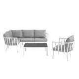 Riverside 6 Piece Outdoor Patio Aluminum Set White Gray EEI-3795-WHI-GRY