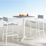 Raleigh 3 Piece Outdoor Patio Aluminum Bar Set White Gray EEI-3798-WHI-GRY