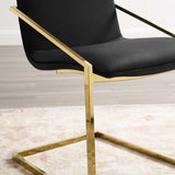 Pitch Performance Velvet Dining Armchair Gold Black EEI-3799-GLD-BLK