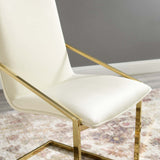 Pitch Performance Velvet Dining Armchair Gold Ivory EEI-3799-GLD-IVO