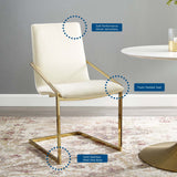 Pitch Performance Velvet Dining Armchair Gold Ivory EEI-3799-GLD-IVO