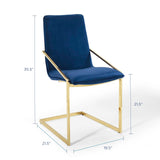 Pitch Performance Velvet Dining Armchair Gold Navy EEI-3799-GLD-NAV